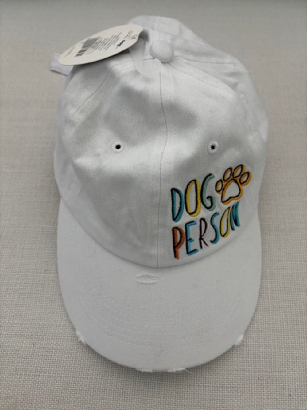 NWT - White DOG PERSON Baseball Cap by C R Gibson